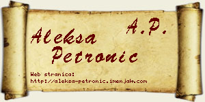 Aleksa Petronić vizit kartica